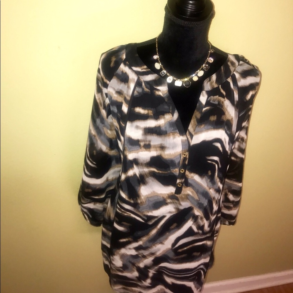 Plus size Black, Brown and Gray Flowy Blouse